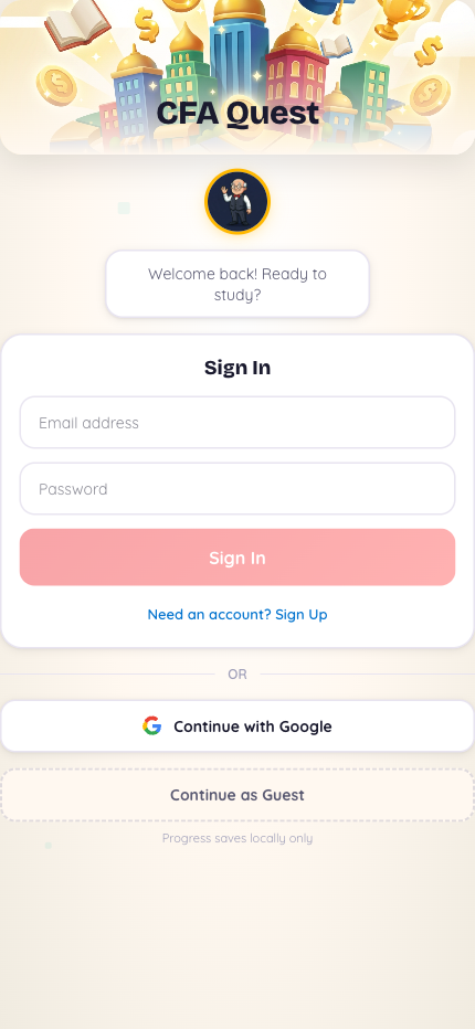 Login screen